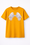 Angel wings Graphic T-shirt-Unisex  short sleeve Cotton tee, yellow