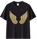 Gold Angel Wings Black T-Shirt